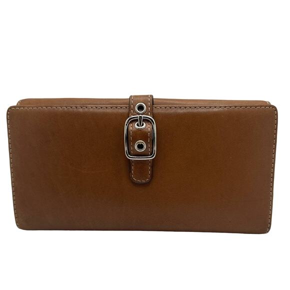 Vintage Soho COACH Brown Buckle Y2k Leather Wallet - Picture 1 of 10